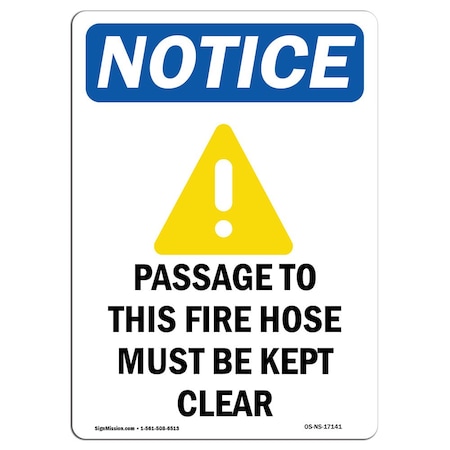 OSHA Notice Sign, Passage To This Fire With Symbol, 5in X 3.5in Decal, 10PK